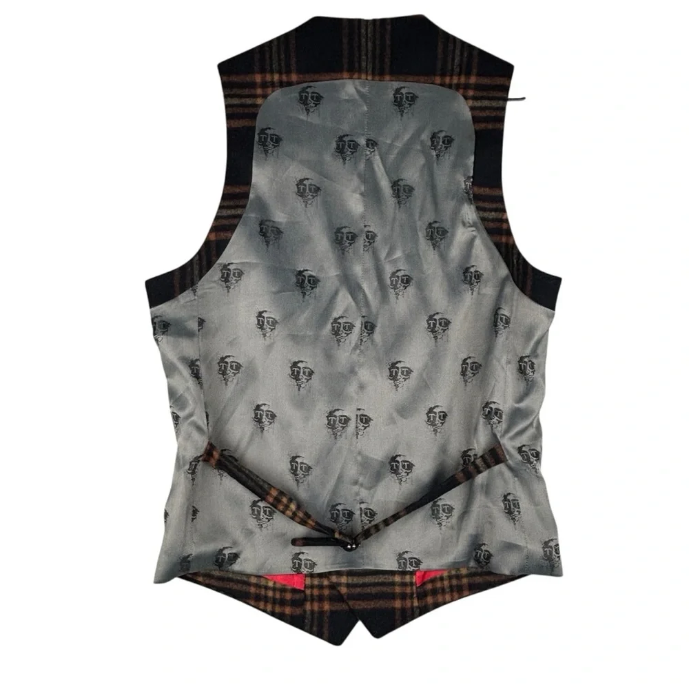 Twisted Tailor Vest Mens‎ 38R McLaren Waistcoat Navy Mustard Wool Blend